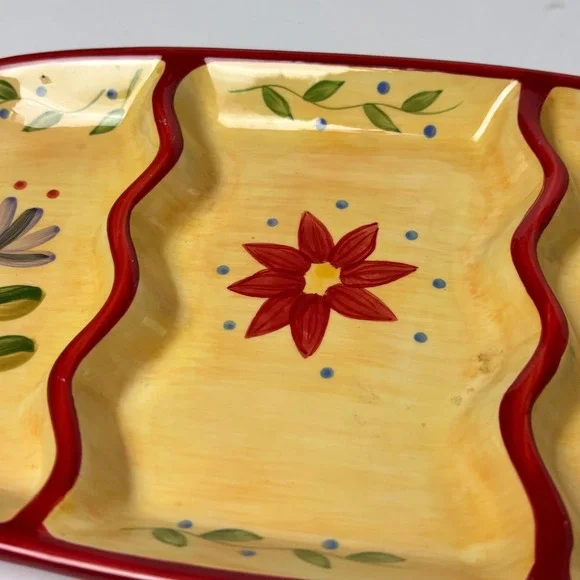 Pfaltzgraff Napoli Hand Painted Divided Snack Plate Ceramic Floral 479-C51-90 - Picture 2 of 7